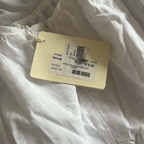PepperMayo White Love Signs Linen Mini Dress - Picture 6 of 8